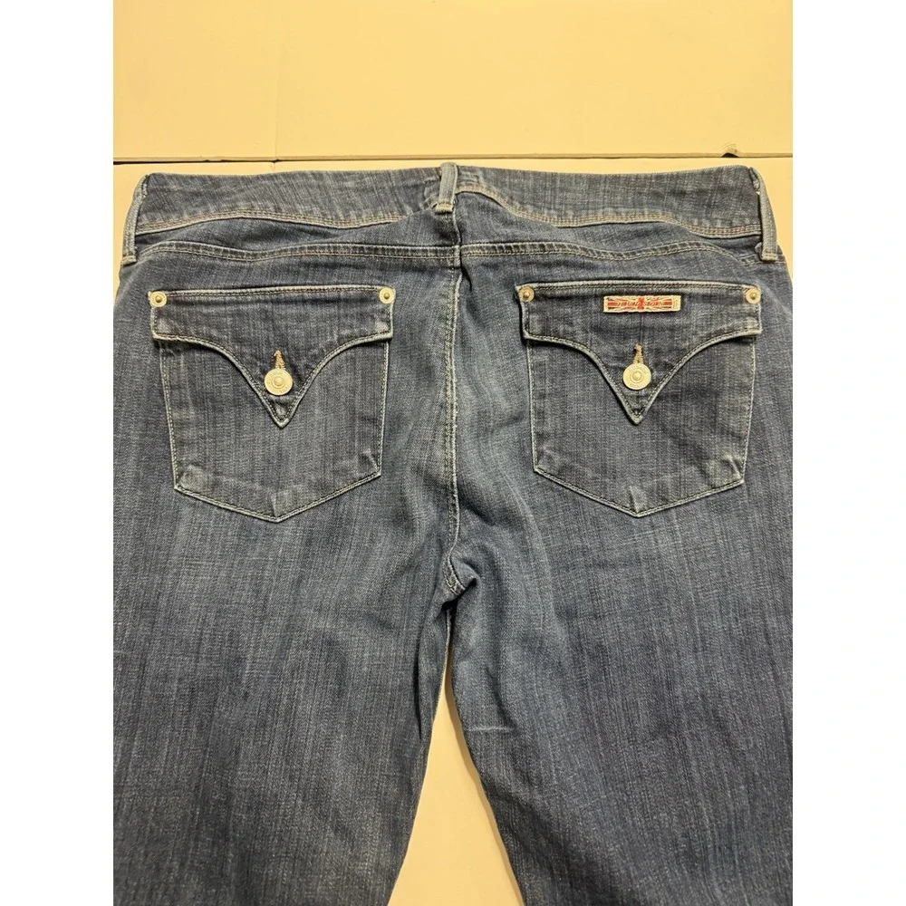 Hudson Jeans Womens Size 31 Blue Denim Dark‎ Wash Collin Flap Skinny Made In USA